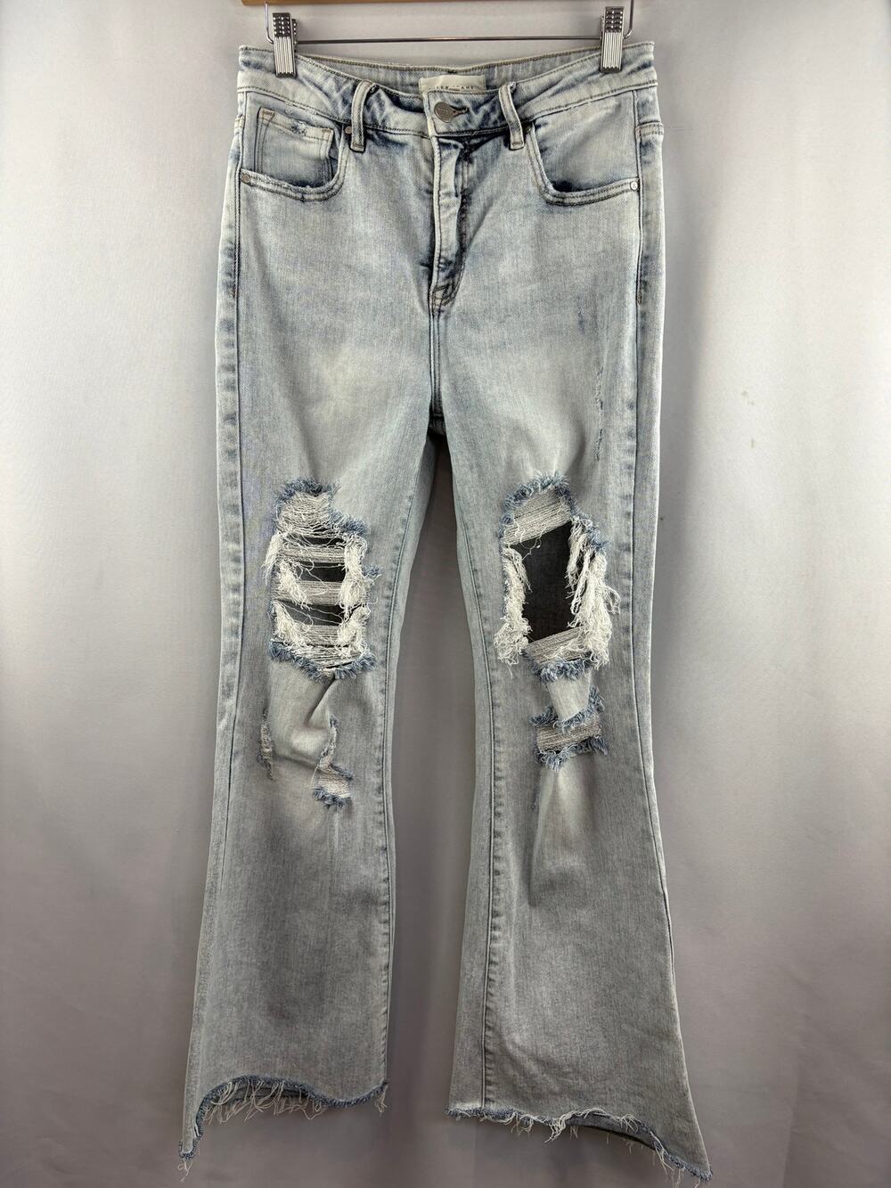 Women’s Risen Jeans Size 9/29 Acid Wash Distressed Flare Jeans